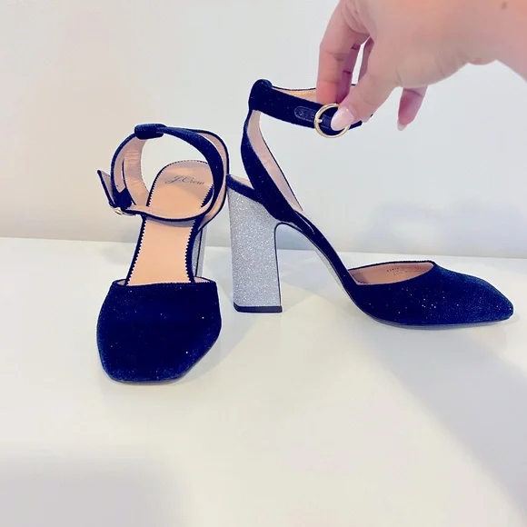 J.CREW Blue Velvet Harlow Pumps NEW - Picture 5 of 6